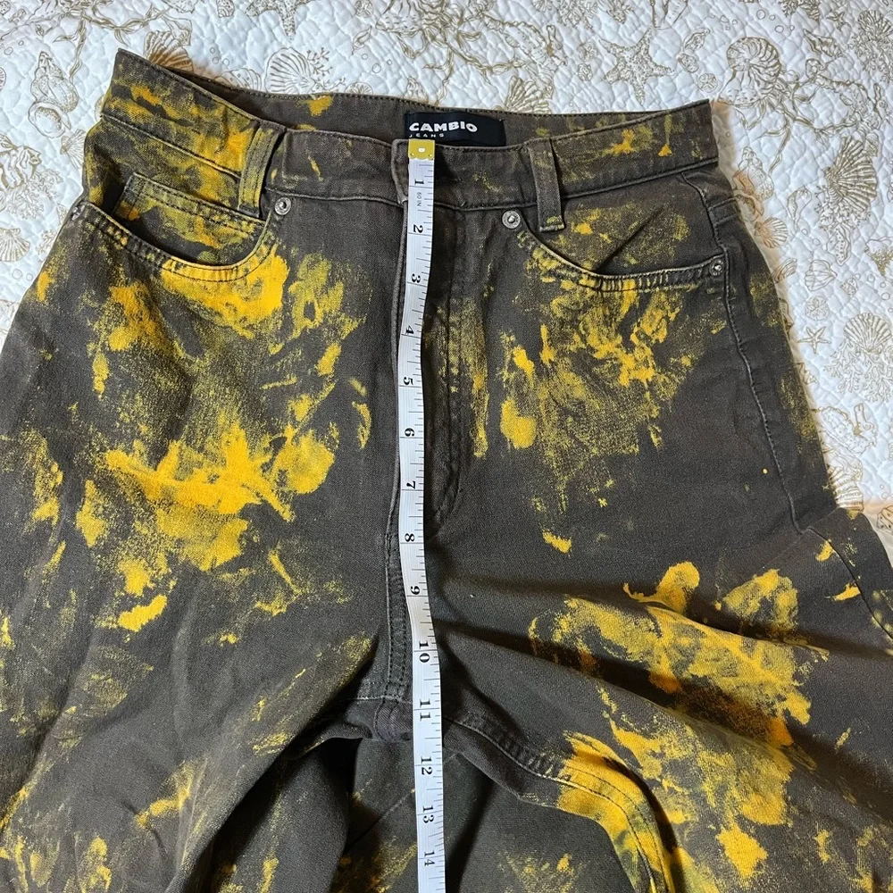 Cambio 6/8 Sharon Green Slim Straight Bleach Dye Preppy Grunge Luxe Fall Jeans